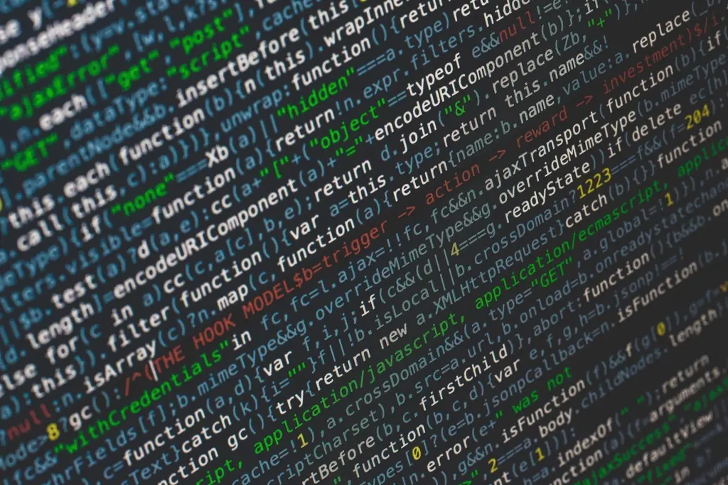 Binary code displayed on a computer screen