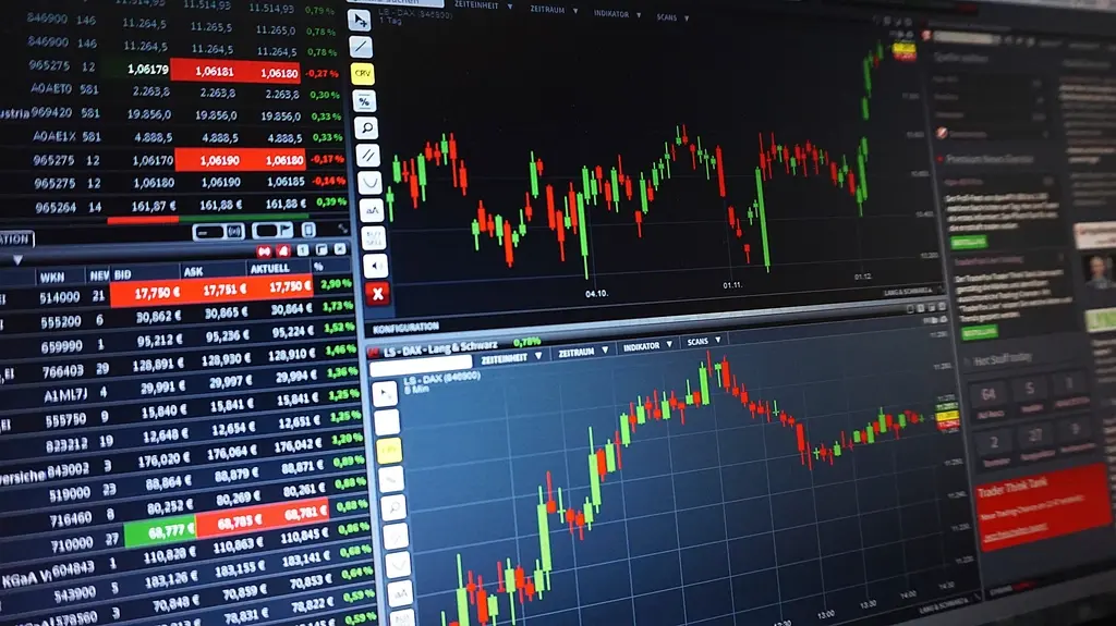 Stock market and financial performance chart display
