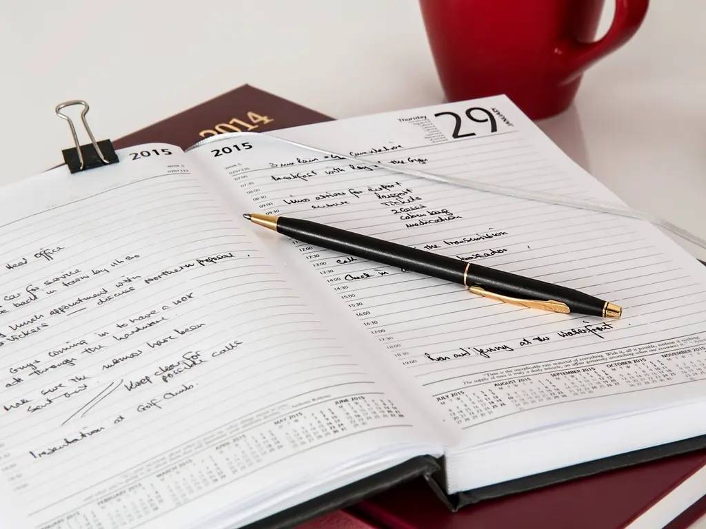 Appointment calendar on a desk, representing clinic and salon CRM booking systems in Dubai