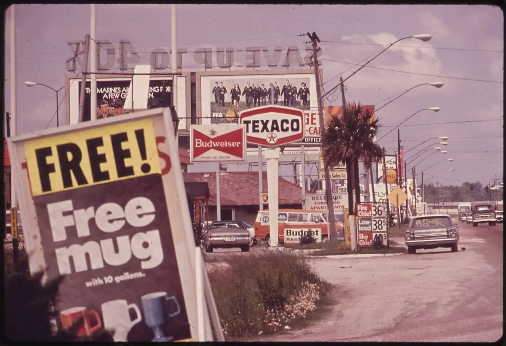 Large billboard advertisements displayed along a roadside