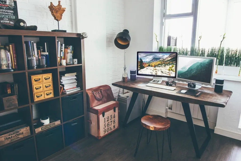 Home office desk setup for content writing and planning