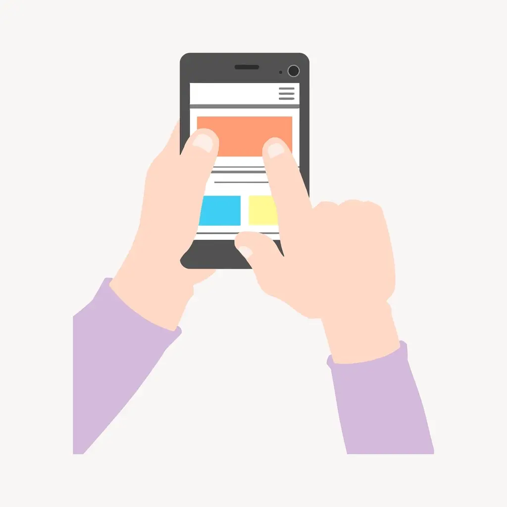 Illustration of a smartphone with browsing and app icons