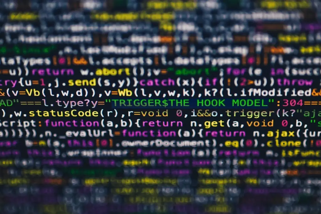 Close-up of colorful lines of code on a computer screen