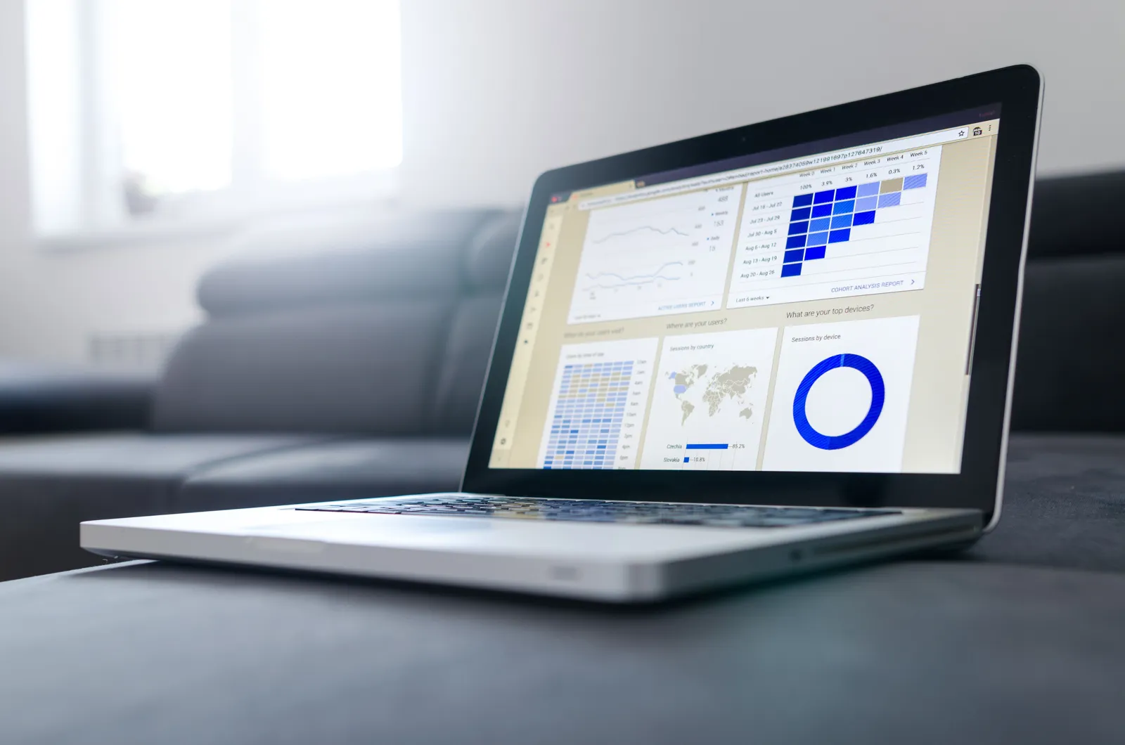 Analytics dashboard open on a laptop