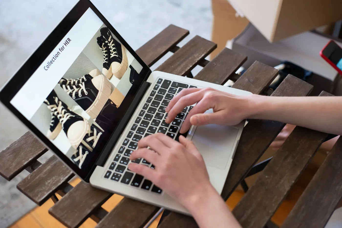 Developer building an online store website on a laptop